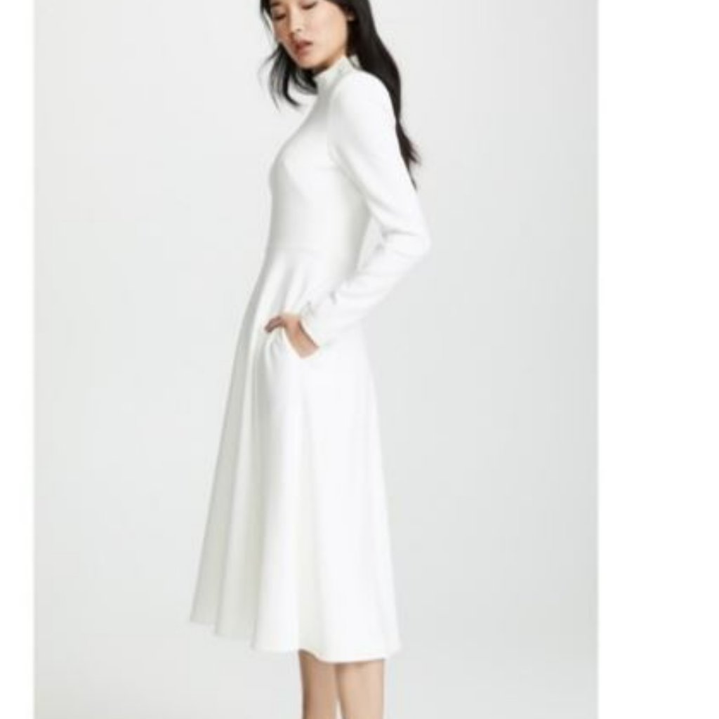 Euc Black Halo Antonia Dress Ls, A-Line, Pockets - Porcelain / White (Size: 4)